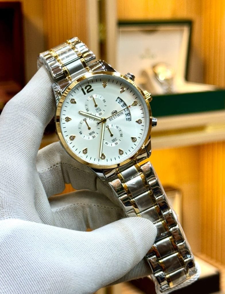 BESTWIN Original Quartz Chronograph Watch with Butterfly Master Lock