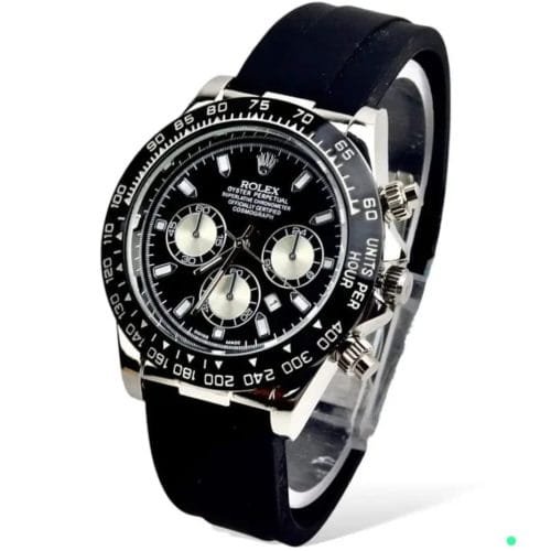 ROLEX Daytona – Big Case, PVC Strap, Stainless Steel Lock & Date Function