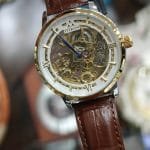 Fitron Automatic Men’s Watch – Skeleton Design, Waterproof, Shock-Resistant, Leather Strap