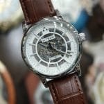 Fitron Automatic Men’s Watch – Skeleton Design, Waterproof, Shock-Resistant, Leather Strap
